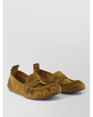 Acne Studios Smooth Calfskin Round Toe Flat Slippers - Brown