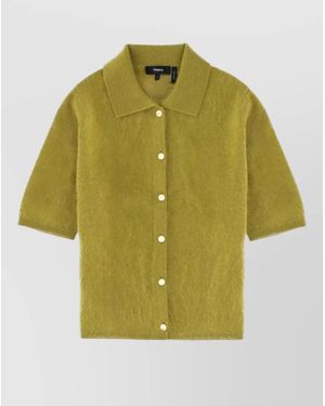 Theory Short Sleeve Shirt Collared Design Top - Yellow
