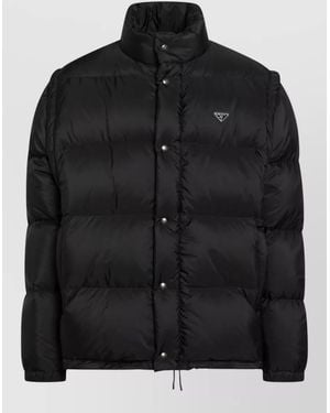 Prada Regular Fit Jacket Stand Collar Design - Black