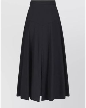 Burberry High Waist Pleated Skirt Mid Length Belt - Blue