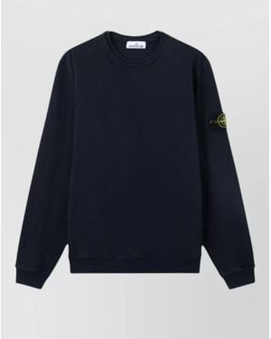 Stone Island Logo Cotton Crew Neck Sweatshirt - Blue