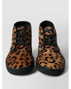 Dolce & Gabbana Leopard Pony Hair Leather High Top Trainers - Black