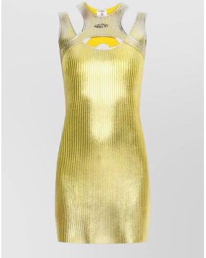 CASABLANCA Metallic Cut Out Ribbed Mini Dress - Yellow