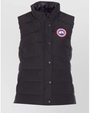 Canada Goose High Neck Sleeveless Padded Vest With Pockets - Blue