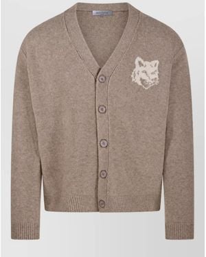 Maison Kitsuné Wool Cardigan - Brown