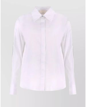 Genny Embellished Stretch Poplin Shirt - White