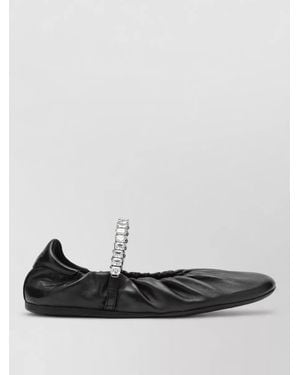 Jimmy Choo Leather Ballerina Shoes Embellished Strap - White
