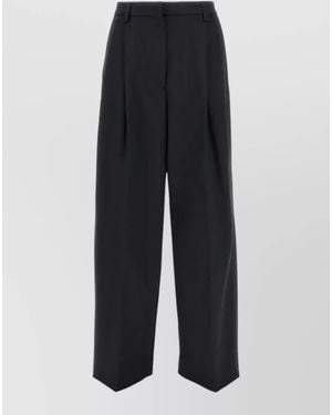 Thelatest Wide Leg Trousers Belt Loops Back Pockets - Blue