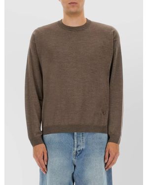 Moschino Crew Neck Sweater Ribbed Cuffs - Brown