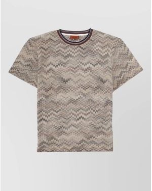 Missoni Chevron Pattern Crew Neck Short Sleeve Shirt - Gray