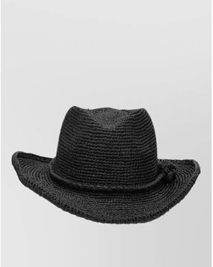 IBELIV Wide Brim Woven Texture Summer Hats - Black