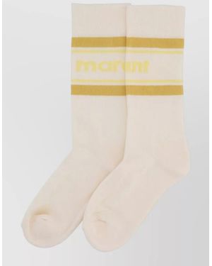 Isabel Marant Donna Logo Socks Contrast Stripes Knee High - Yellow