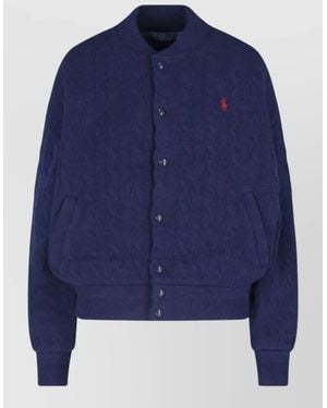 Polo Ralph Lauren Cable Knit Jumper Ribbed Cuffs Hem - Blue