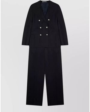 Tagliatore Long Sleeve Double Breasted Wide Leg Trousers - Blue