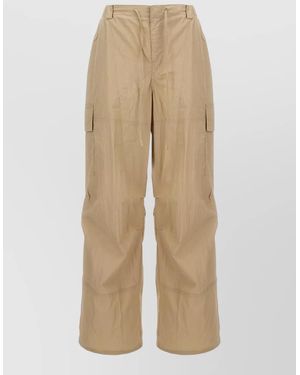 DUNST Cotton Blend Cargo Pants Wide Leg - Natural