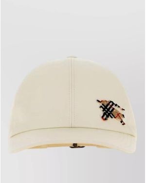 Burberry Cotton Baseball Cap Curved Brim Design - Natural