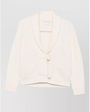 forte_forte Cropped Cashmere Blend Shawl Collar Cardigan - Natural