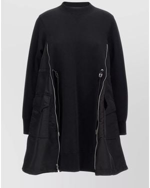 Sacai Drawstring Crew Neck Zipper Dress - Blue