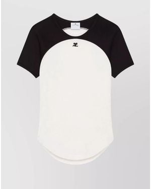 Courreges Cotton Raglan Short-Sleeve T-Shirt - Black