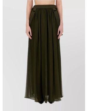 Max Mara Silk Pleated Skirt - Green