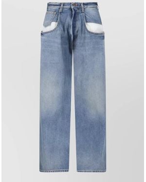 Maison Margiela Straight Trousers Belt Loops Front And Back Pockets - Blue
