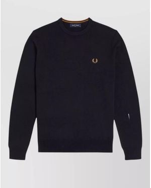Fred Perry Logo Crew Neck Jersey Long Sleeves - Blue
