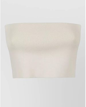 Liviana Conti Viscose Bandeau Top Ribbed Strapless Design - Natural