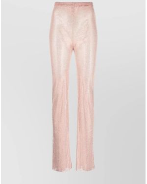 Santa Brands Rhinestone-Embellished High-Rise Straight-Leg Trousers - White