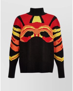Bluemarble Jacquard High-Neck Wool Jumper - Black