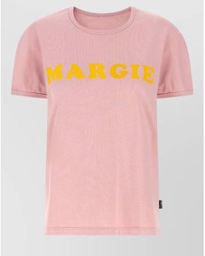 MM6 by Maison Margiela Arc Motif Short Sleeve Round Neck T-Shirt - Pink