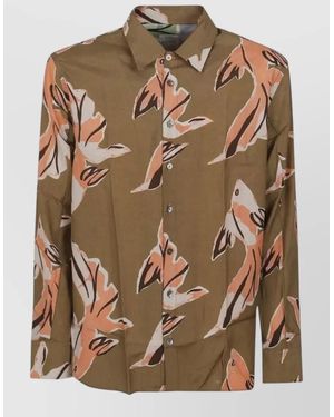 Paul Smith Shirt Long Sleeves Allover Print - Brown