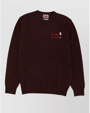 MC2 Saint Barth Jumper Crew Neck Embroidery Ribbed Cuffs Hem - Red