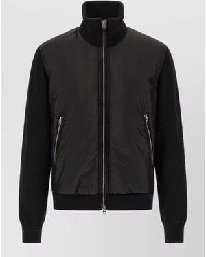 Tom Ford Merino Wool Bomber Jacket High Collar - Black