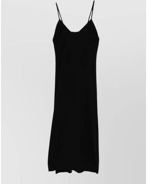 Lisa Yang Cashmere V-Neck Spaghetti-Strap Slip Dress - Black