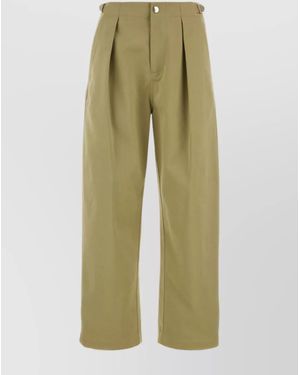 Burberry Adjustable Straps Wide-Leg Cotton Pant - Green