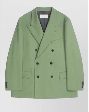 Dries Van Noten Wool Oversized Double-Breasted Blazer - Green
