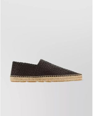 Bottega Veneta Leather Espadrilles With Woven Cord And Intrecciato Motif - Brown