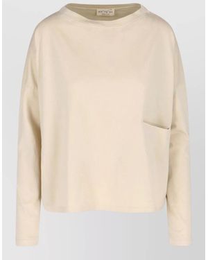Ma'ry'ya Long Sleeve Top Round Neck Pocket - Natural