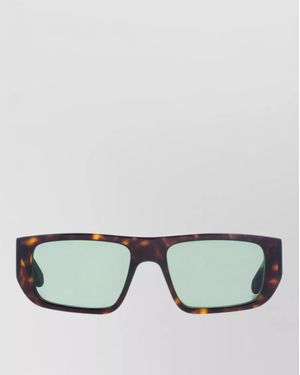 Facehide Rectangular Sunglasses Lenses Tortoiseshell Frame Design - Green