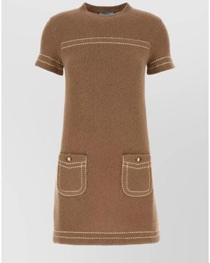 Prada Cashmere Mini Dress - Brown