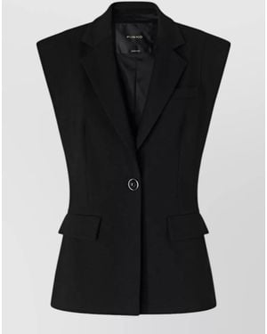 Pinko Tailored Vest Flap Pockets Notched Lapels - Black