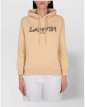 Lanvin Cotton Logo-Embroidered Hoodie - Blue