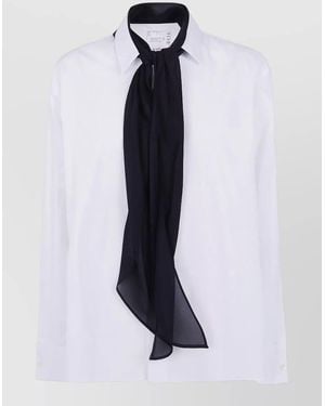 Sacai Poplin Shirt Tailored Fit Scarf Detail - Blue