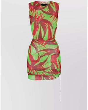 Louisa Ballou Ruched Sleeveless Printed Mini Dress - White