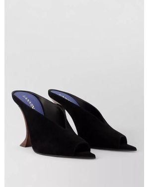 Lanvin Midnight Step Leather Peep Toe Mules - Blue