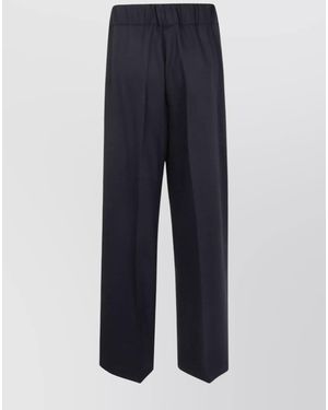 Semicouture Virgin Wool Pleated Wide-Leg Trousers - Blue