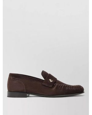 Jimmy Choo Loafers Suede Finish Stitch Detailing Design - Brown