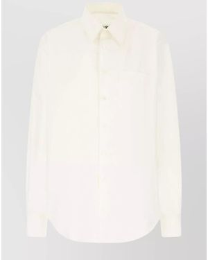 MM6 by Maison Margiela Cotton Oversized Cutout Shirt - White