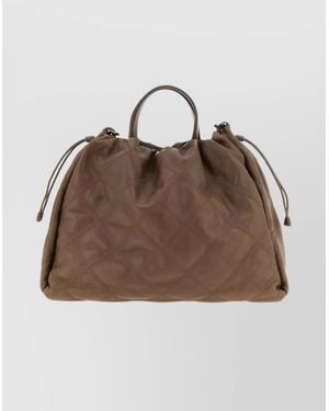 Brunello Cucinelli Large Tote Bag Quilted Design - Brown