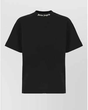Palm Angels Logo Print Cotton T-Shirt - Black